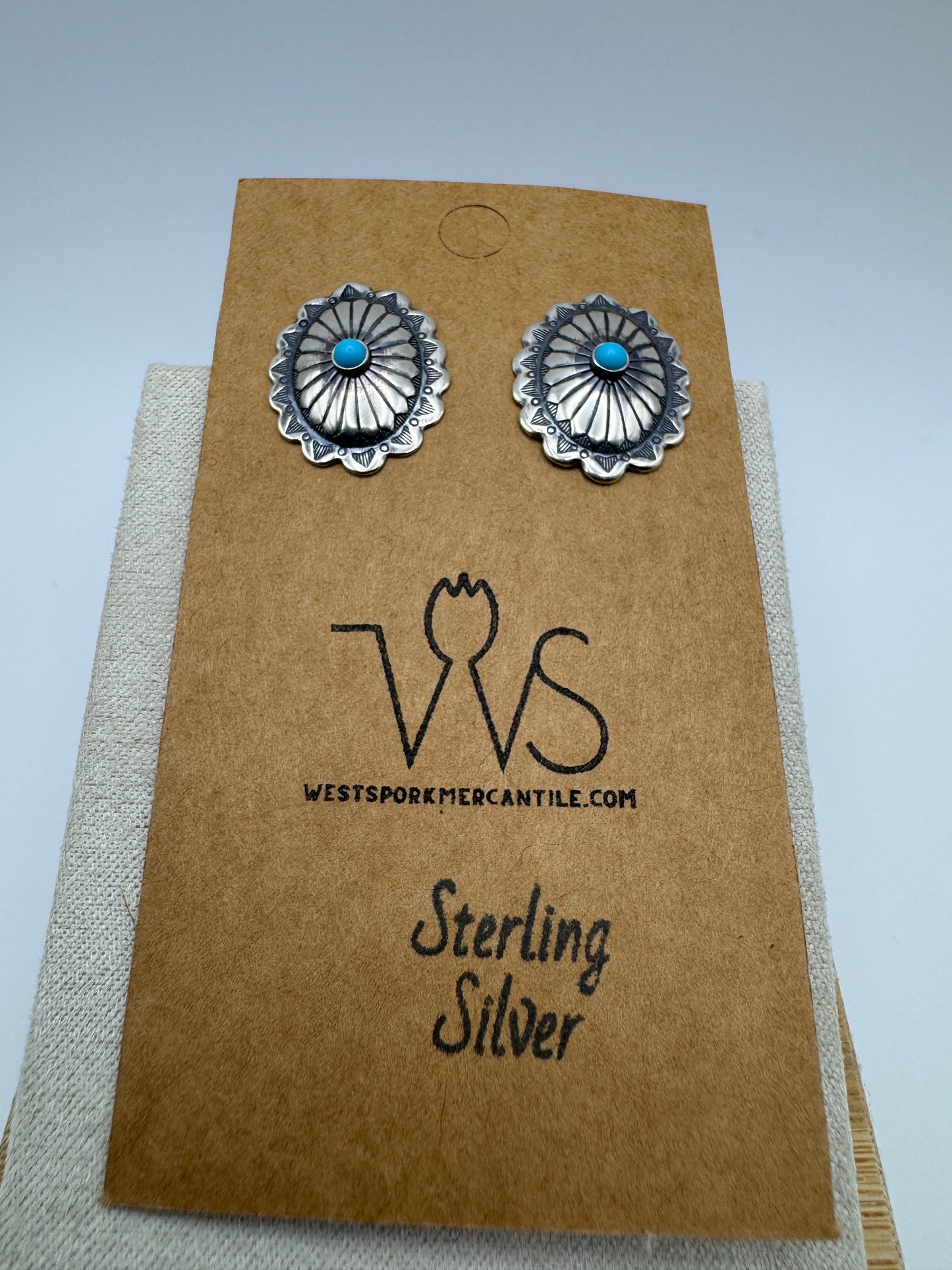 Oval Sterling Silver and Turquoise Studs - West Spork Mercantile