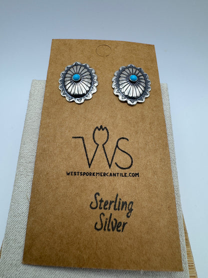 Oval Sterling Silver and Turquoise Studs - West Spork Mercantile