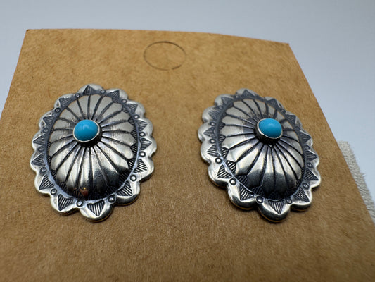 Oval Sterling Silver and Turquoise Studs - West Spork Mercantile