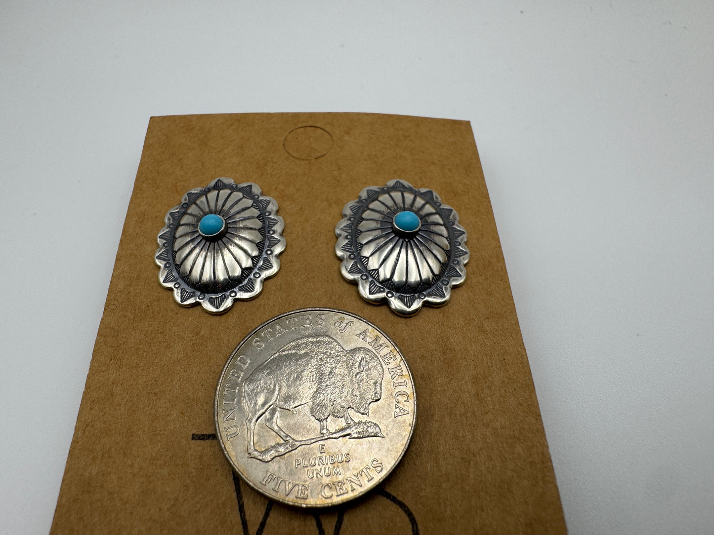 Oval Sterling Silver and Turquoise Studs - West Spork Mercantile