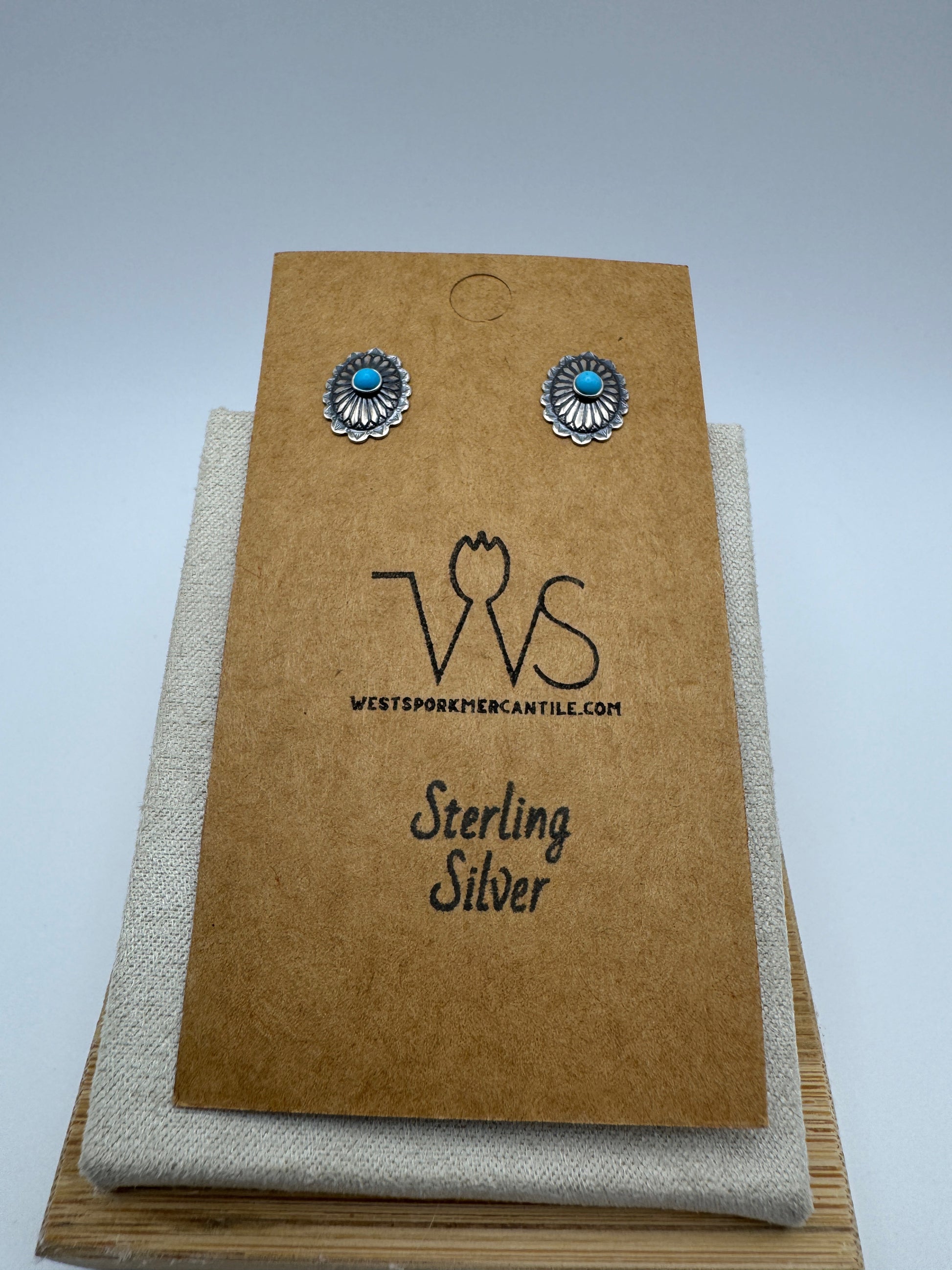 Petite Sterling and Turquoise Concho Studs - West Spork Mercantile