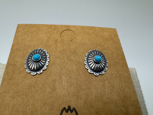 Petite Sterling and Turquoise Concho Studs - West Spork Mercantile