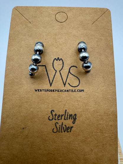 Sterling Pearl Half Hoop - West Spork Mercantile