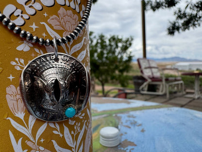 Coin Cowboy – Kingman Turquoise Half Dollar Pendant - SBS!