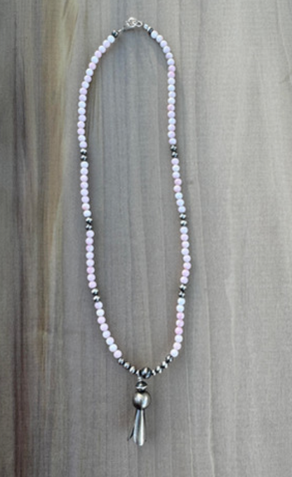 18” Navajo Pearl & Pink Conch Blossom Necklace - West Spork Mercantile