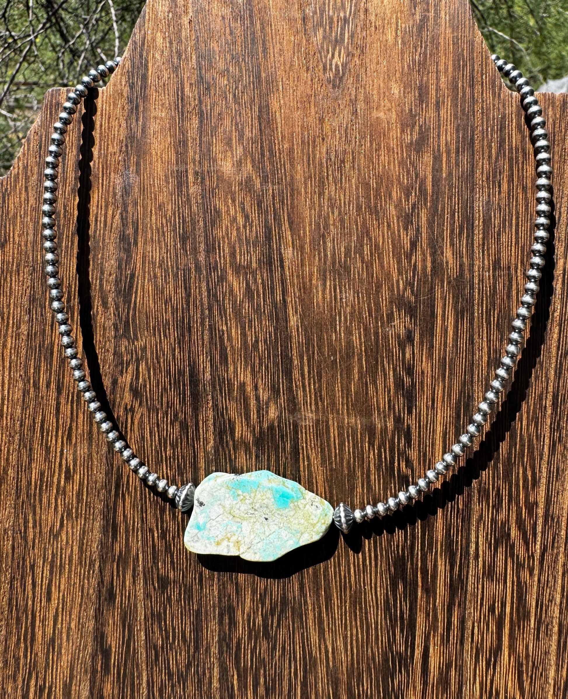 3 mm Cowgirl Pearl Choker with flat natural turquoise image 0