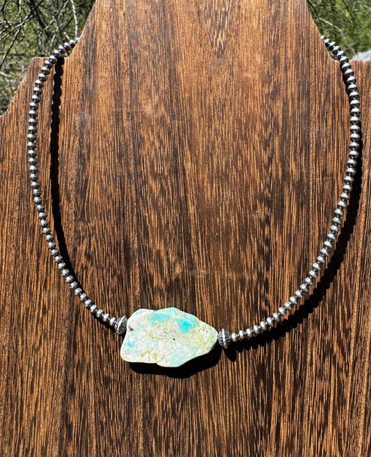 3 mm Cowgirl Pearl Choker with flat natural turquoise image 0