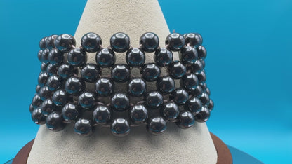 Woven Hematite Stretch Cuff